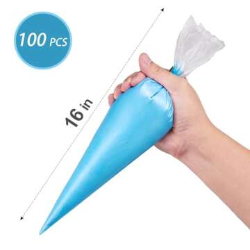 16 Inch Piping Bags Disposable, 100Pcs Large Pastry Bags, Frosting Bags, Cake Decorating Bags, Decor...
