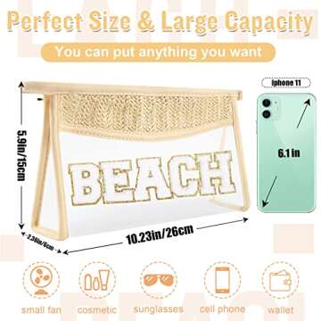 Clear Makeup Letter Patch Makeup Bag BEACH Pouch - Boho Clear Toiletry Bag