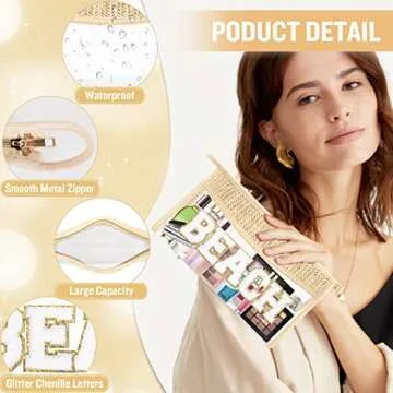 Trendy Clear Makeup Letter Patch Beach Bag for Women