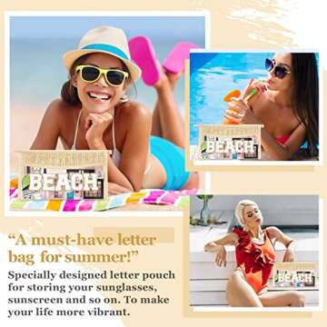 Trendy Clear Makeup Letter Patch Beach Bag for Women