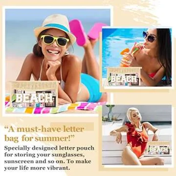 Trendy Clear Makeup Letter Patch Beach Bag for Women