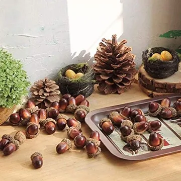 BigOtters 100 PCS Artificial Acorns for Seasonal Decor