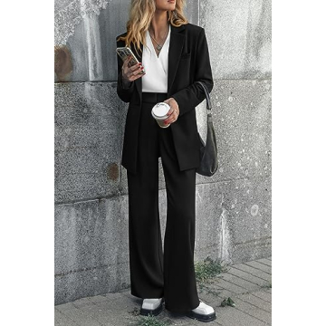 PRETTYGARDEN Women's Fall Blazer Wide Leg Pants Suit Set