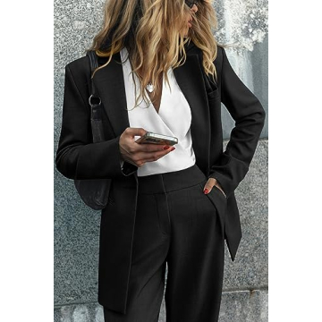 PRETTYGARDEN Women's Fall Blazer Wide Leg Pants Suit Set