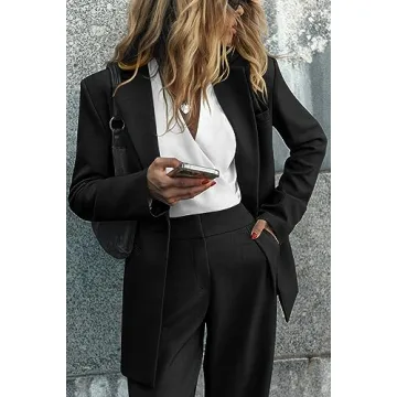 PRETTYGARDEN Women's Fall Blazer Wide Leg Pants Suit Set