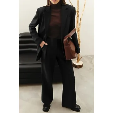 PRETTYGARDEN Women's Fall Blazer Wide Leg Pants Suit Set