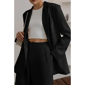 PRETTYGARDEN Women's Fall Blazer Wide Leg Pants Suit Set