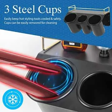 J JACKCUBE DESIGN Hair Dryer Holder Wall Mount Bathroom Vanity Hair Styling Care Tool Accessories 3 Cups Storage Organizer Caddy with Shelf Steel Black Gold- MK1002A (Black)