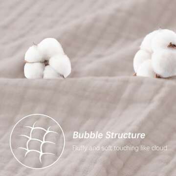 SWEET DOLPHIN Muslin Hooded Baby Bath Towels - 2 Pack 100% Cotton Towel for Babies, Infants, Toddlers - 32x32Inch - Highly Absorbent and Newborn Essential, Light Bean Paste