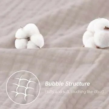 SWEET DOLPHIN Muslin Hooded Baby Bath Towels - 2 Pack 100% Cotton Towel for Babies, Infants, Toddlers - 32x32Inch - Highly Absorbent and Newborn Essential, Light Bean Paste