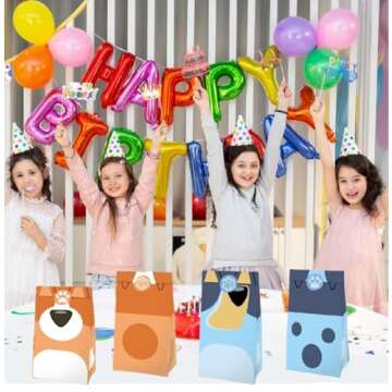 guwada Cartoon Blue Dog Party Candy Bags 12Pack, Dog Family Goodie Gift Bags for Kids Boys Girls, Bl...
