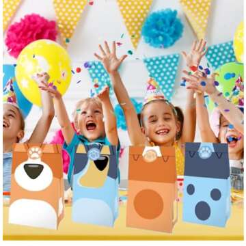 guwada Cartoon Blue Dog Party Candy Bags 12Pack, Dog Family Goodie Gift Bags for Kids Boys Girls, Blue Dog Theme Birthday Party Supplies Baby Shower Decorations