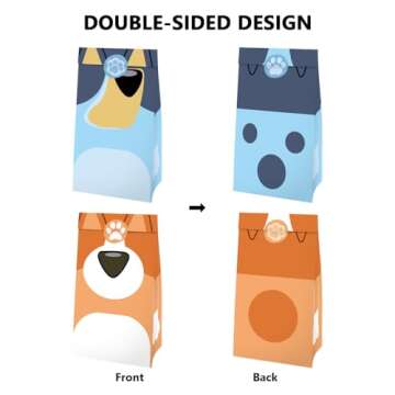 guwada Cartoon Blue Dog Party Candy Bags 12Pack, Dog Family Goodie Gift Bags for Kids Boys Girls, Blue Dog Theme Birthday Party Supplies Baby Shower Decorations