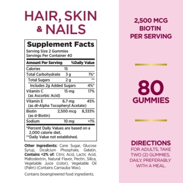 Hair, Skin & Nails Gummies with Biotin - 80 Count