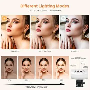 Portable Travel Selfie Ring Light - 10.2" Foldable & Extendable LED Desk Ring Light with Tripod Stand & Phone Holder, Circle Light Ring for Phone for Photography, Live Streaming, Photo, Zoom Meetings
