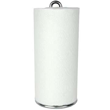 Spectrum Diversified Euro Paper Towel Holder Countertop, Chrome - Sturdy Paper Towel Dispenser for Kitchen & Dining Table - Countertop Paper Towel Stand for Easy Dispensing & Organization