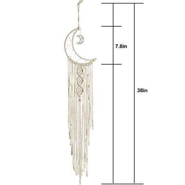 Moon Dream Catcher, Home Decor, Bohemian Dream Catcher, Gifts for mom, Friends, Women, Girls, Wall Decor, Bedroom Decoration.