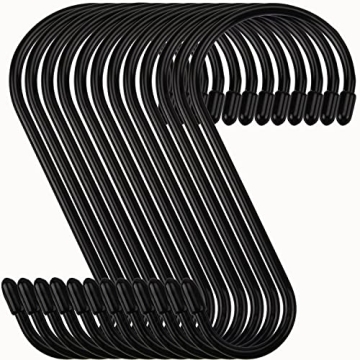 Durable 12-Pack Vinyl Coated S Hooks for Home Organization