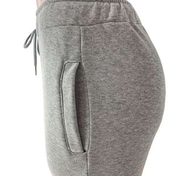 Salimdy Women Stacked Fleece Sweatpants with Pockets Drawstring Ruched Pants Jogger Gray Large