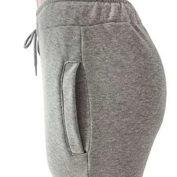 Salimdy Women Stacked Fleece Sweatpants with Pockets Drawstring Ruched Pants Jogger Gray Large