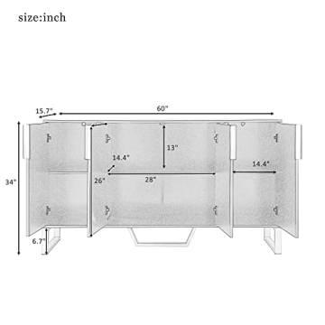 VilroCaz Modern 60'' Large Storage Cabinet Sideboard