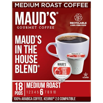 Maud's Medium Roast Coffee Pods, 18 ct | In the House Blend | 100% Arabica Medium Roast Coffee | Sol...