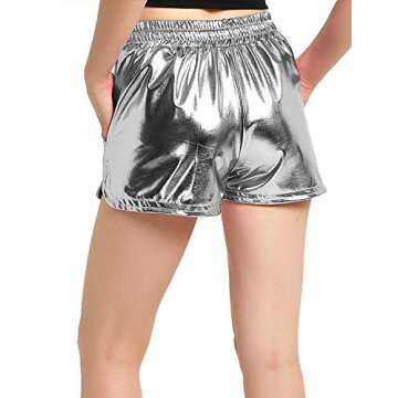 Mirawise Metallic Shorts: Shiny Yoga & Casual Wear