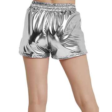 Mirawise Metallic Shorts: Shiny Yoga & Casual Wear