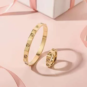 WISTIC Gold Bangle Four Leaf Clover Jewelry for Everyone