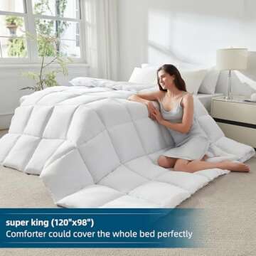 Extra Large Soft Super King Comforter, 120"x98" Lightweight Quilted Down - Alternative Duvet Insert....