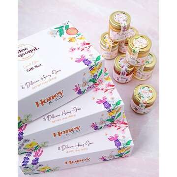 Bee Seasonal Organic & Raw Honey Gift Box - 8 Pack - 14oz.