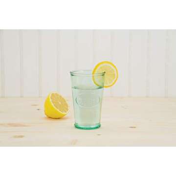 Amici Home Jus de Fruits Glass | 11 Oz | Italian Made, Clear Recycled Glass with Green Tint | Cute G...