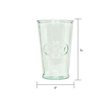 Amici Home Jus de Fruits Glass | 11 Oz | Italian Made, Clear Recycled Glass with Green Tint | Cute Glass with Embossed Design for Water, Fruit Juice, Cocktails, Fresh Drinks (Set of 6)