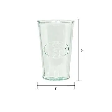 Amici Home Jus de Fruits Glass | 11 Oz | Italian Made, Clear Recycled Glass with Green Tint | Cute Glass with Embossed Design for Water, Fruit Juice, Cocktails, Fresh Drinks (Set of 6)