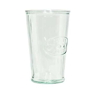 Amici Home Jus de Fruits Glass | 11 Oz | Italian Made, Clear Recycled Glass with Green Tint | Cute Glass with Embossed Design for Water, Fruit Juice, Cocktails, Fresh Drinks (Set of 6)