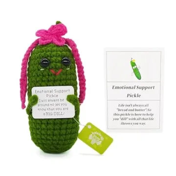 KALAWALK Funny Crochet Pickles with Affirmations Cards - Unique Good Luck Gift