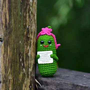 KALAWALK Funny Crochet Pickles with Affirmations Cards