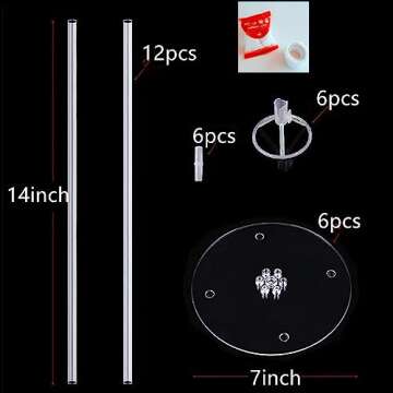 Balloon Stand Kits Balloon Holders for Table 6 Pack Reusable Clear Balloon Stick with Base for Table/Floor for Big Balloons, Decor for Birthday/Wedding/Baby Shower Balloon Centerpieces