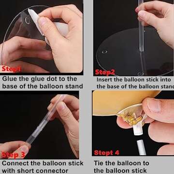 Balloon Stand Kits Balloon Holders for Table 6 Pack Reusable Clear Balloon Stick with Base for Table/Floor for Big Balloons, Decor for Birthday/Wedding/Baby Shower Balloon Centerpieces