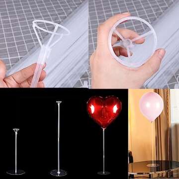 Balloon Stand Kits Balloon Holders for Table 6 Pack Reusable Clear Balloon Stick with Base for Table/Floor for Big Balloons, Decor for Birthday/Wedding/Baby Shower Balloon Centerpieces