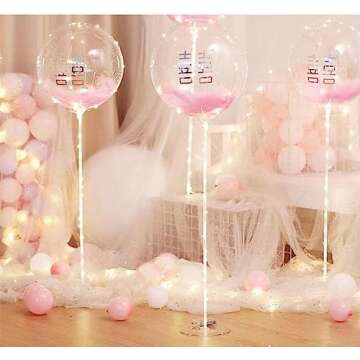 Balloon Stand Kits Balloon Holders for Table 6 Pack Reusable Clear Balloon Stick with Base for Table/Floor for Big Balloons, Decor for Birthday/Wedding/Baby Shower Balloon Centerpieces