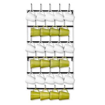 Sorbus Mug Rack for Wall - Large Rustic Coffee Mug Holder Wall Mount with 27 Hooks, Coffee Cup Displ...