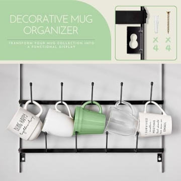 Sorbus Mug Rack - Stylish 27 Hook Wall Organizer