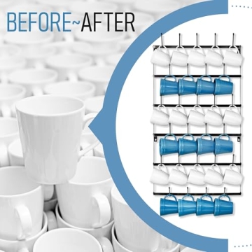 Sorbus Mug Rack - Stylish 27 Hook Wall Organizer