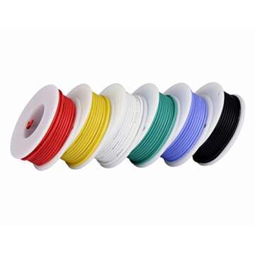 TUOFENG 18 Gauge Wire Spool 13.2ft / 4m Each 6 Colors,18 AWG Stranded Wire Hook up Wire Kit, Silicone Rubber Insulated/Tinned Copper/Flexible/18AWG Wire for Automotive Wiring