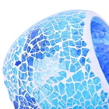 Loving5 Candle Holder/Mosaic Tea Light Candlestick, Votive Tealight Candle Lamps, Artwork Handmade Glass for Home/Valentine Décor Christmas Wedding Party Gift (15)