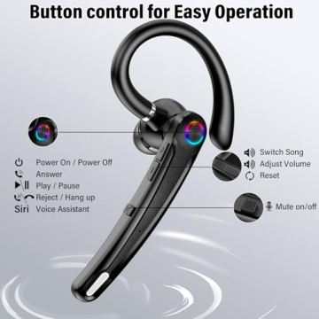Atheewon Bluetooth Headset V5.4, 115H Playtime Wireless Bluetooth Earpiece with Dual Mic Noise Cancelling Computer Headset Hand Free Headphones for Trucker, Driver, Office, Home, Work, Business