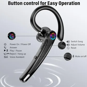 Atheewon Bluetooth Headset V5.4, 115H Playtime Wireless Bluetooth Earpiece with Dual Mic Noise Cancelling Computer Headset Hand Free Headphones for Trucker, Driver, Office, Home, Work, Business