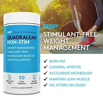 RSP Nutrition QuadraLean - Stimulant Free Weight Management, Metabolism Booster, Energy & Appetite Support - CLA, L-Carnitine, Green Tea Extract, Non-Stim Formula, 50 Serv (Packaging May Vary)