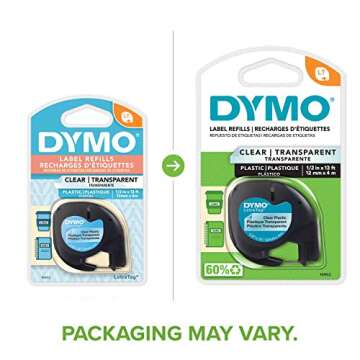 DYMO - DYM16952 Authentic LetraTag Labeling Tape for LetraTag Label Makers, Black Print on Clear pas...